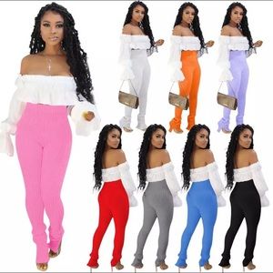 High Waist ribbed Sweats stretch skinny